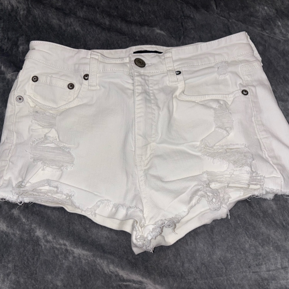 Aeropostale White Distressed Jean Shorts